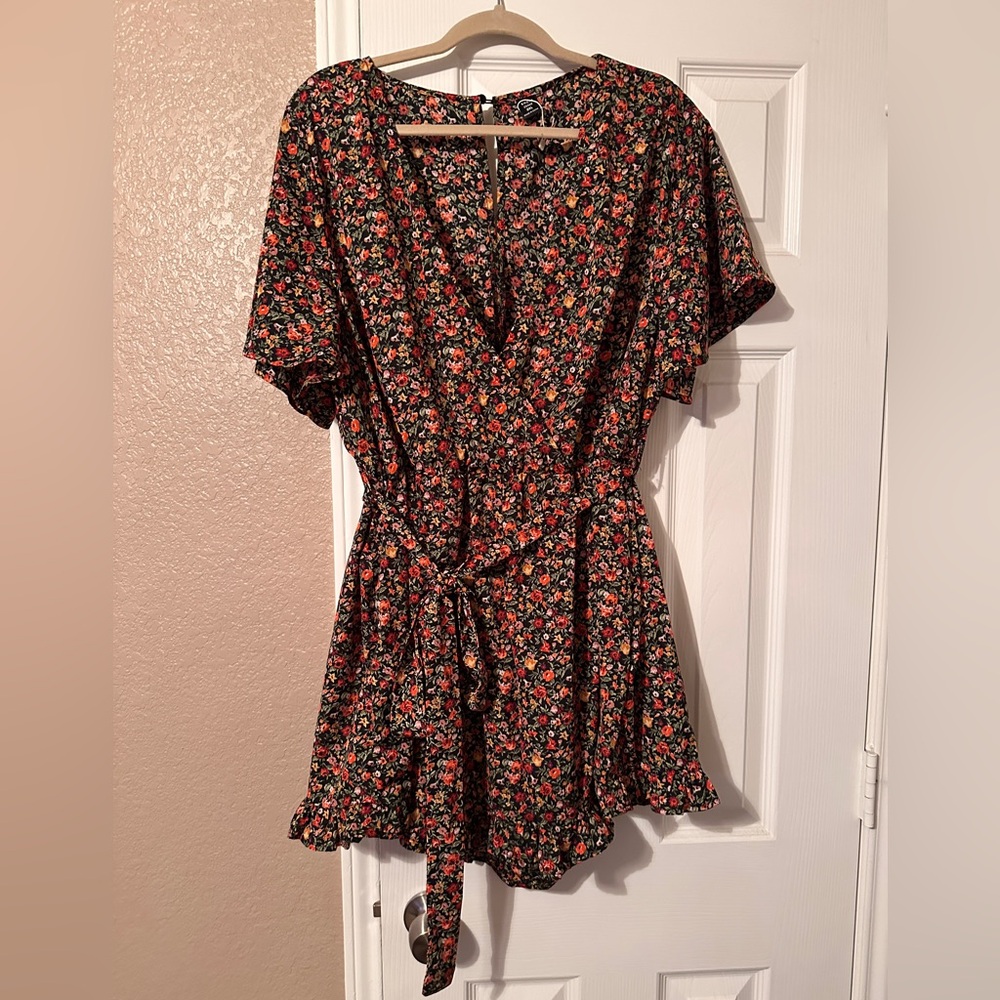 Floral Wrap Romper with Belt